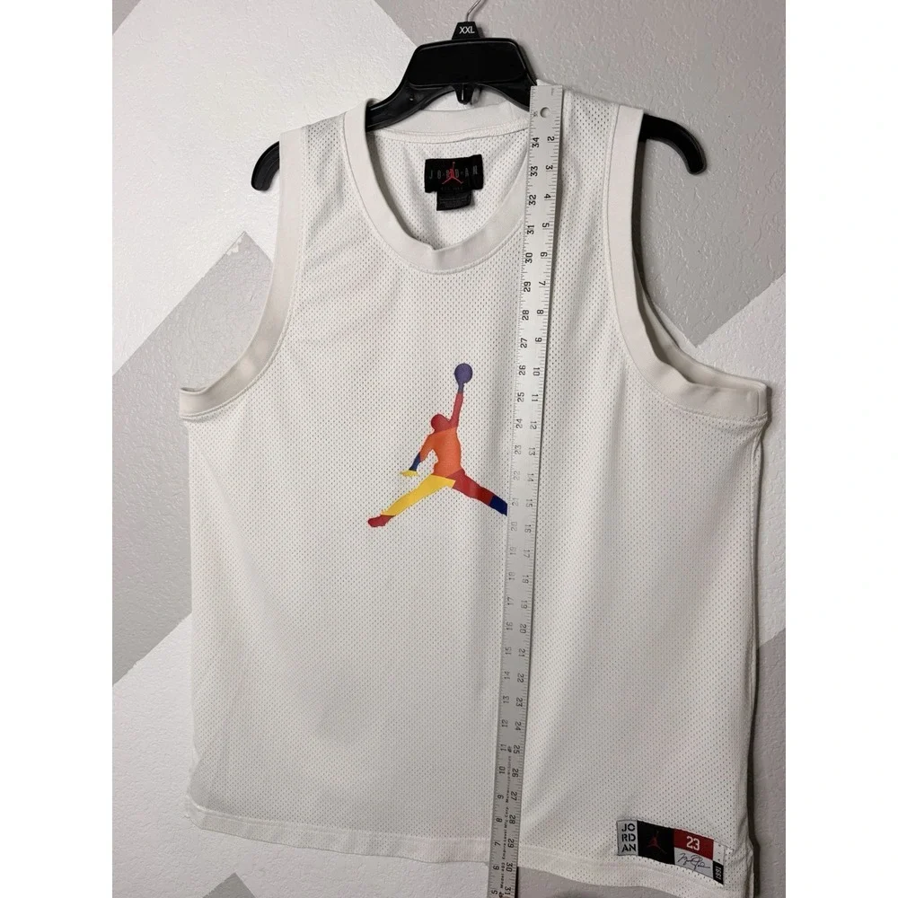 Jordan DNA Tank Top Mensy L White Mesh Sleeveless Jumpman Graphic Basketball USA